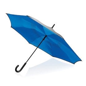 Umgekehrter manueller 23” Regenschirm, blau