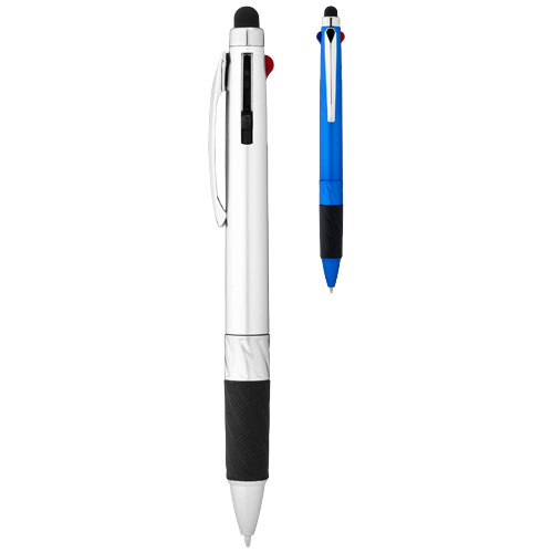 Burnie Stylus Kugelschreiber mit mehreren Farben in silber als Werbegeschenk (Abbildung 1)