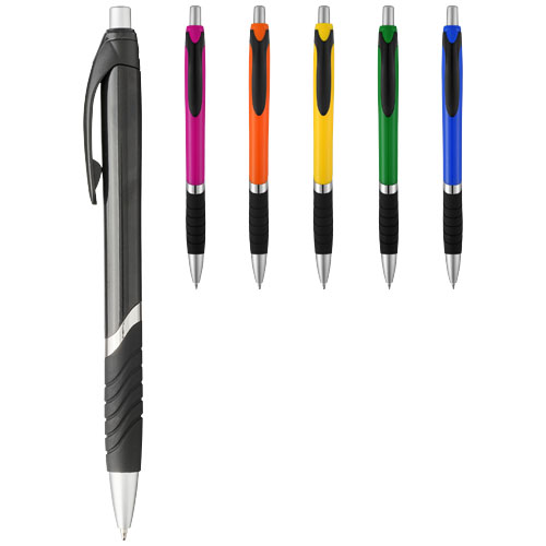 Turbo Kugelschreiber mit Gummigriff in schwarz als Werbegeschenk (Abbildung 1)