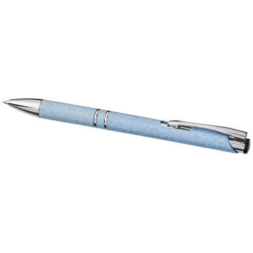 Moneta Druckkugelschreiber aus ABS-Kunststoff mit Weizenstroh in blau als Werbegeschenk (Abbildung 8)