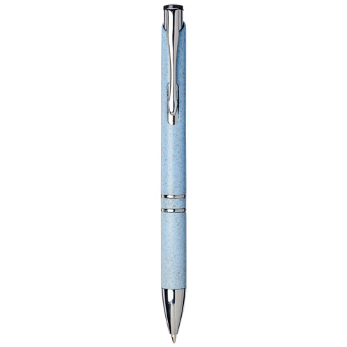 Moneta Druckkugelschreiber aus ABS-Kunststoff mit Weizenstroh in blau als Werbegeschenk (Abbildung 6)