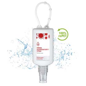 Hände-Desinfektionsspray, 50 ml Bumper frost, Body Label (R-PET)