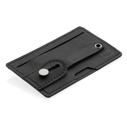 3-in1-RFID Kartenhalter für Ihr Smartphone, schwarz in schwarz als Werbegeschenk (Abbildung 1)