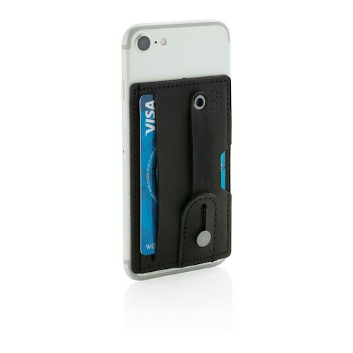 3-in1-RFID Kartenhalter für Ihr Smartphone, schwarz in schwarz als Werbegeschenk (Abbildung 2)