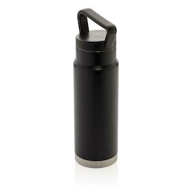 Auslaufsichere Vakuum-Flasche mit Tragegriff, schwarz