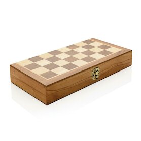Faltbares Schach-Set aus Holz, braun